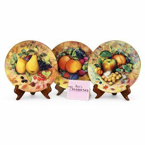 Email de Limoges I Godinger FRUIT Porcelain 10.25" Decorative Dinner Plate Set 3